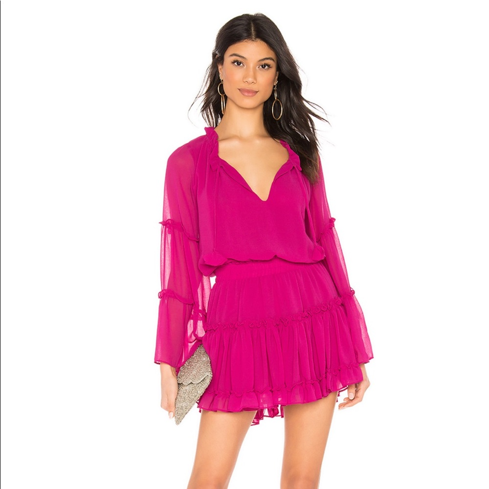 Misa Los Angeles Pink Ruffle Dress
